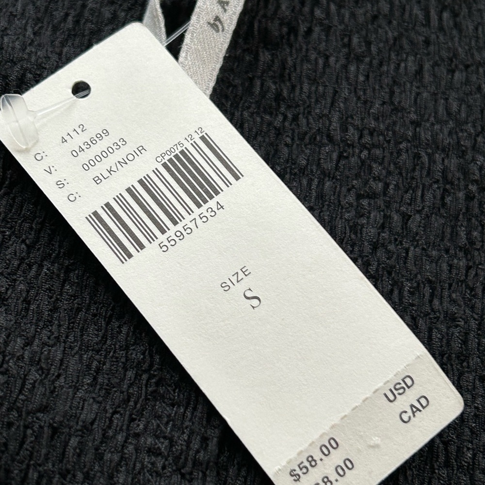NWT Anthropologie Crinkle Crepe Top V-Neck Long Sleeve Stretch 
Black Size Small - Picture 4 of 5